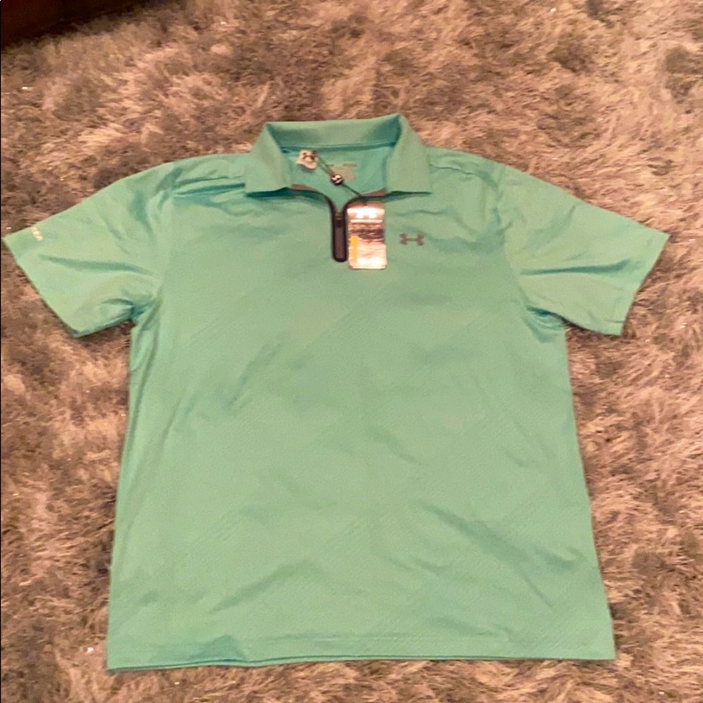 NWT UA Under Armour Golf Cold Black Polo XL zip